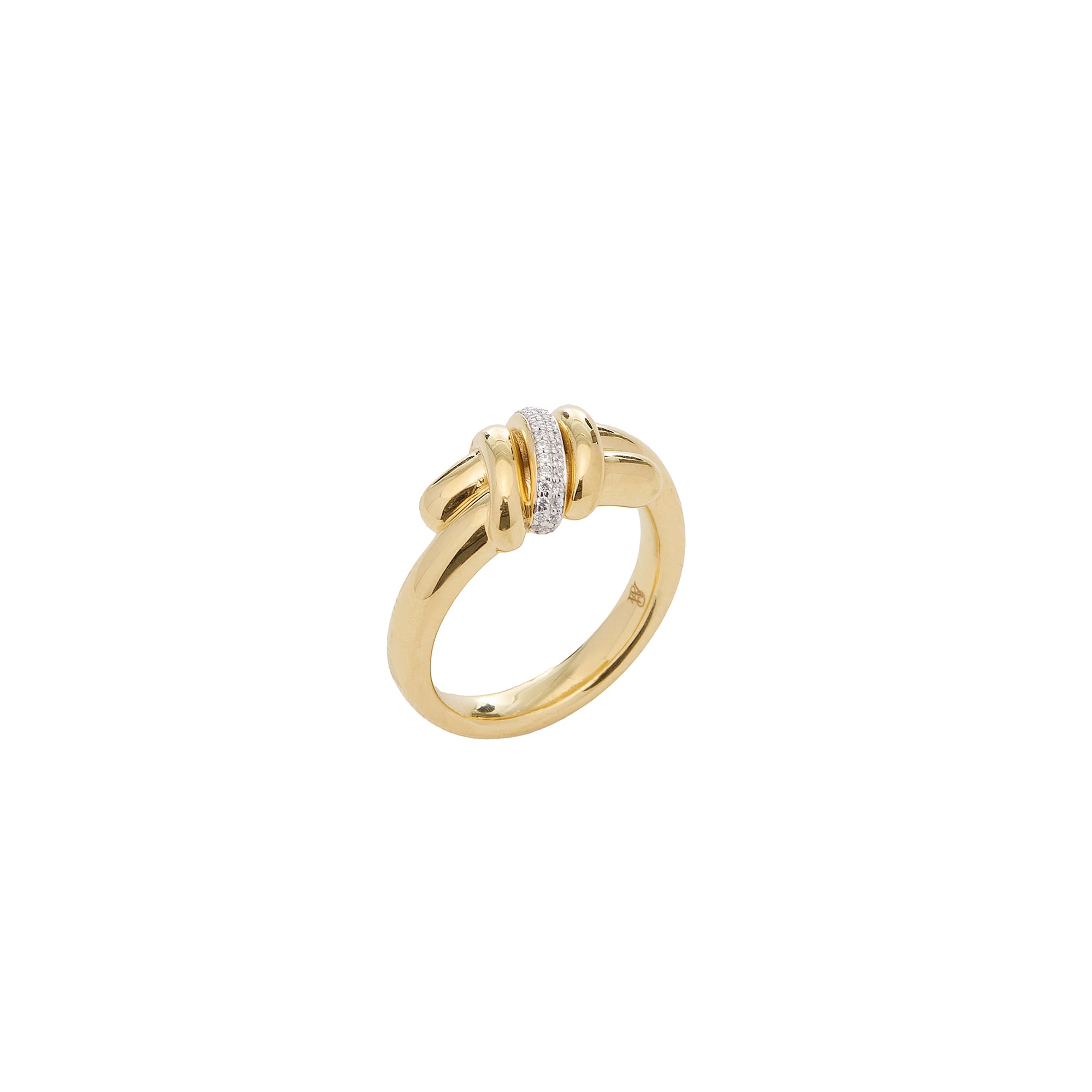 Eclipse Medium Ring - Gold 1 Row  Pave
