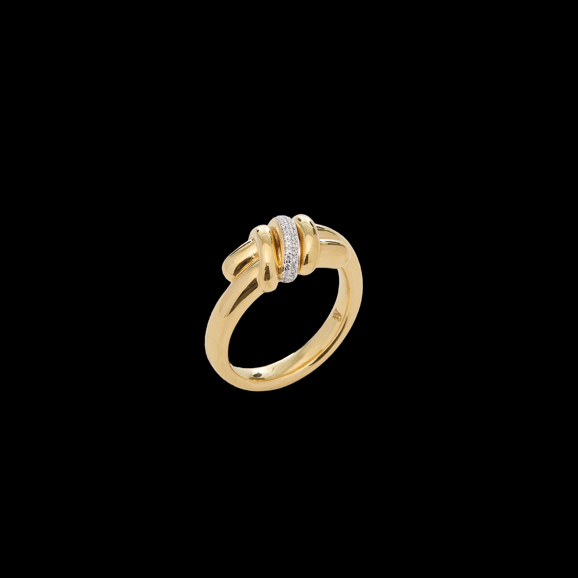 Eclipse Medium Ring - Gold 1 Row  Pave
