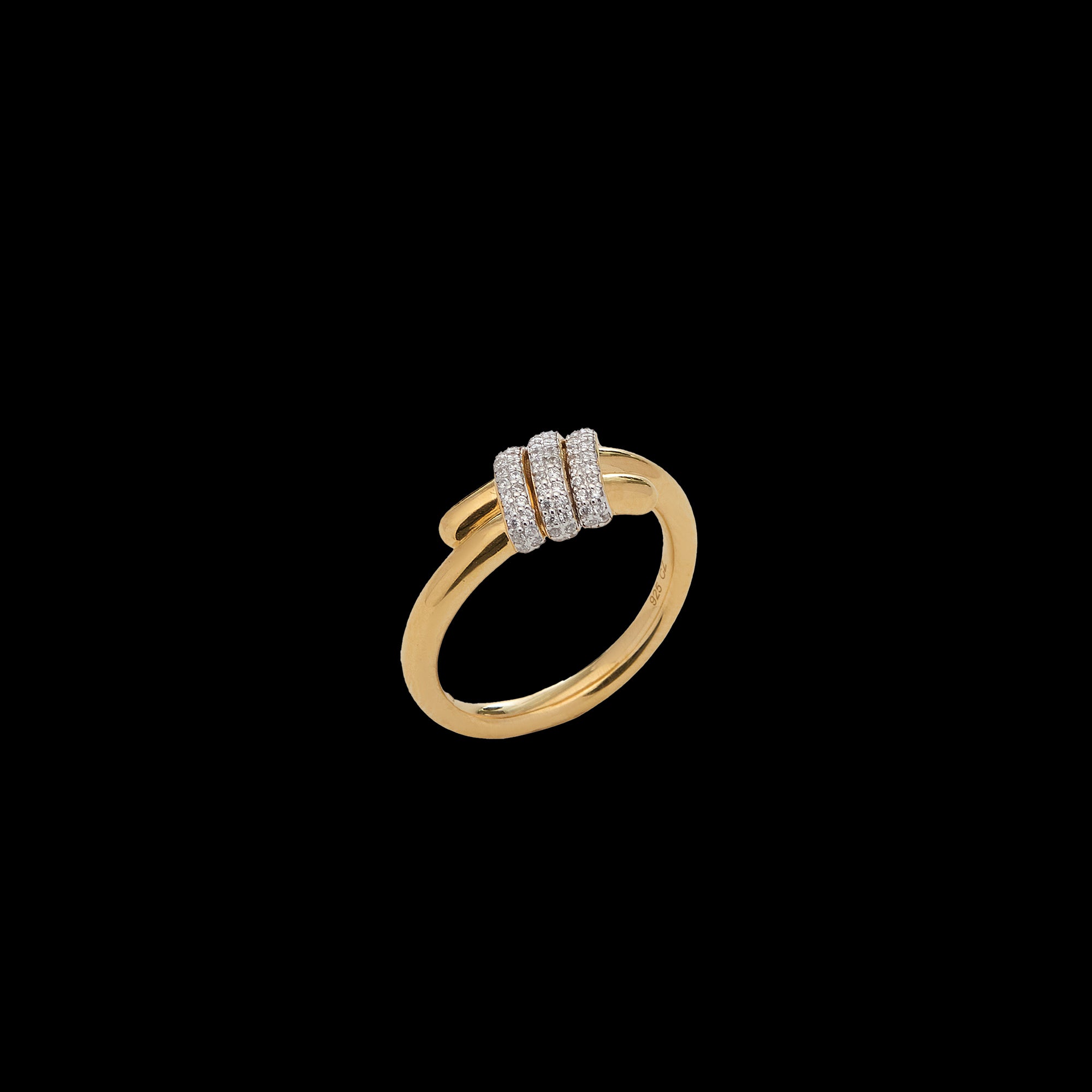 Eclipse Small  Ring - Gold with 3 row diamond