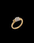 Eclipse Small  Ring - Gold with 3 row diamond