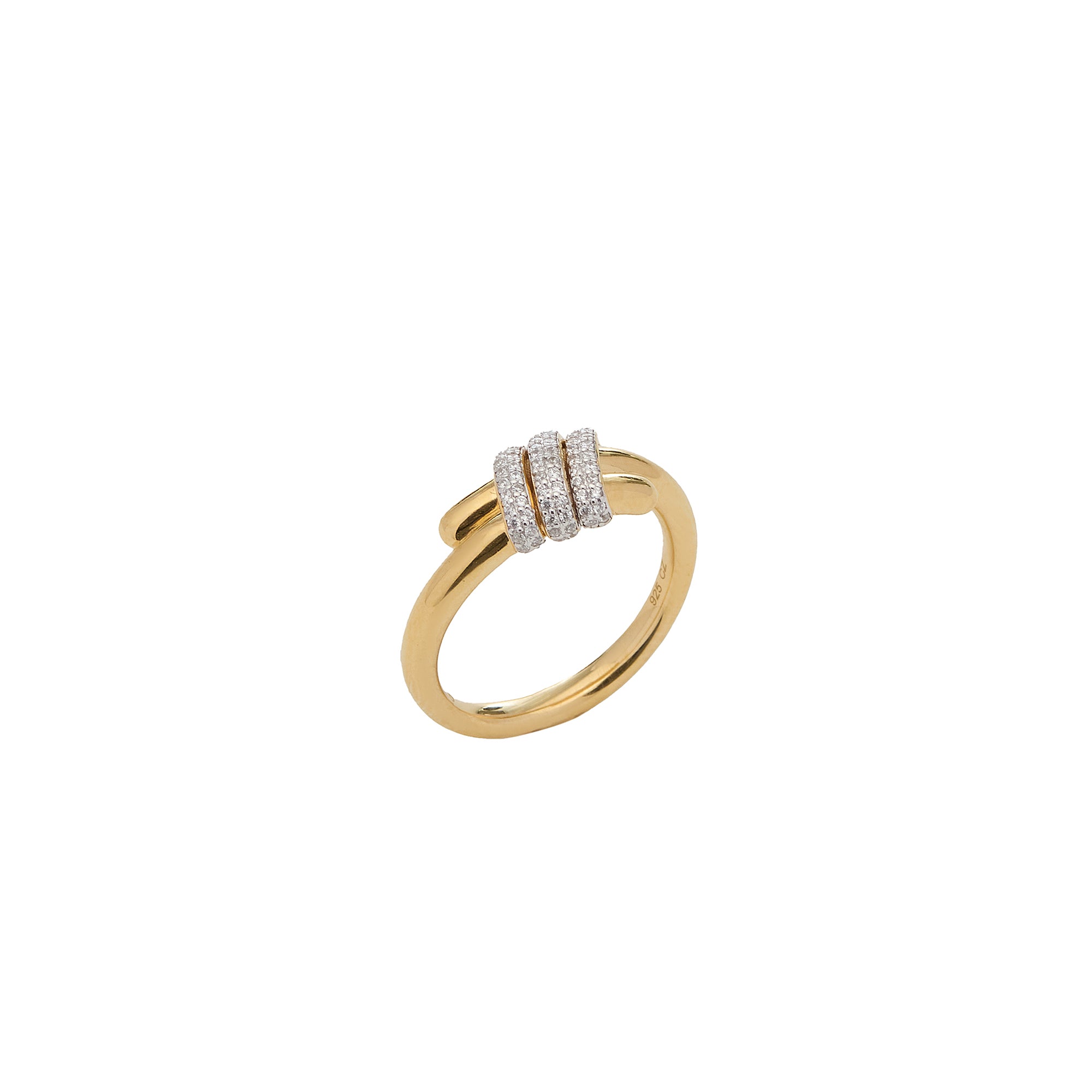 Eclipse Small  Ring - Gold with 3 row diamond